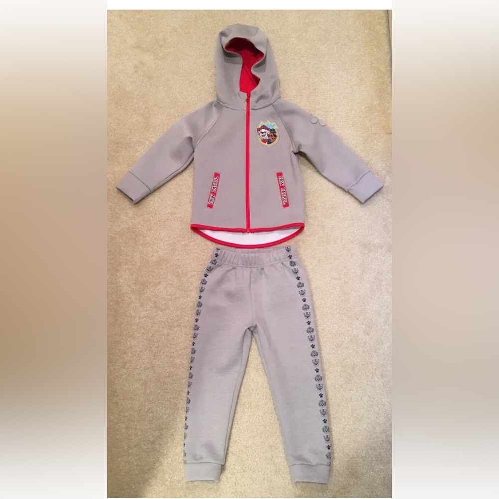 Paw Patrol Matching Long Sleeve Hoodie Pants Set Grey Size 3T Marshall Chase